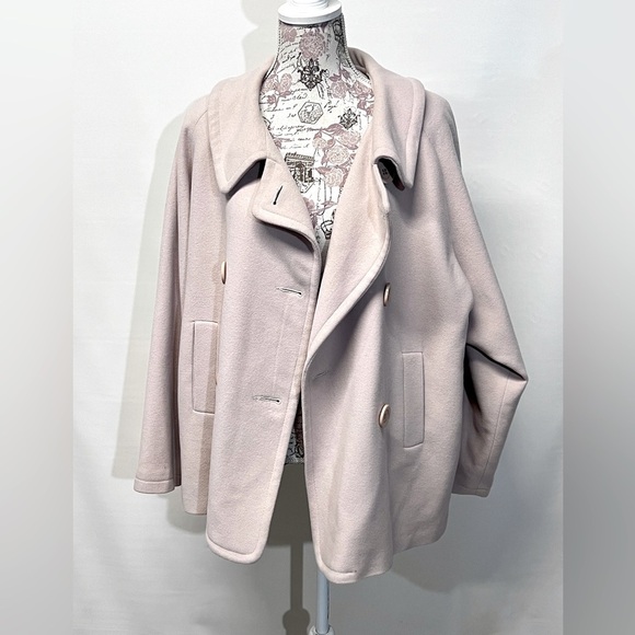 FORECASTER Of BOSTON Beige‎ Cashmere blend pea coat size 18. - Picture 1 of 13